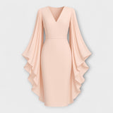 Rachel - Midi-Kleid Roza mit V-Ausschnitt und Chiffonärmeln