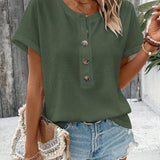 Freyja™ - Schickes Henley-Hals T-Shirt