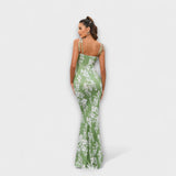 Thalia - Tanzkleid mit floralem Muster und gebundenen Trägern