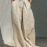 Minimalistisches ärmelloses Blusen- und Hosen-Set für Damen mit weitem Bein