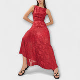 Opale - Elegantes Maxikleid ohne Ärmel mit Spitzenmuster