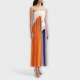 Sommer - Elegantes Kleid mit Farbblockierung und trendigen Fransen