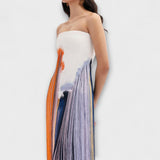 Sommer - Elegantes Kleid mit Farbblockierung und trendigen Fransen
