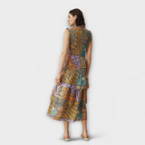 Mehrfarbiges botanisches Midi-Kleid