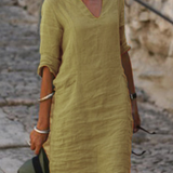 Elvy™ - Elegantes V-Ausschnitt Kleid