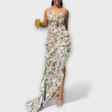 Indie - Kleid mit Volants und Mustern