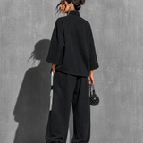 Damen Sweatshirt & Jogger Cargo Hose Set mit Taschen