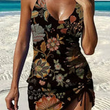 Fiesta – Grafisches Blumenkini mit Shorts, flacher Bauch-Effekt