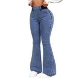Damenjeans mit hohem Bund und dehnbaren Beinen