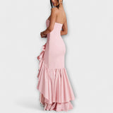 Zuri - Maxikleid mit schulterfreien Trägern und asymmetrischem Saum