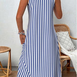 Heidi™ - Ärmelloses gestreiftes Sommerkleid mit Bauchbedeckung