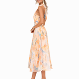 Aurora - Aquarell Druck Halter Neck Kleid