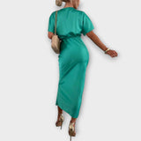 Sable - Maxikleid mit V-Ausschnitt und gekreuztem Satin-Knoten