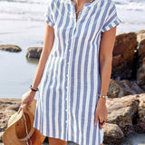 Martine™ - Elegantes gestreiftes Hemdkleid
