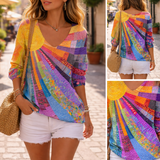 Retro Buntes Patchwork T-Shirt