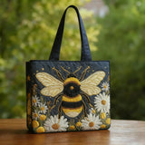 Handgefertigte Tasche - Biene mit Gänseblümchen und Sternen