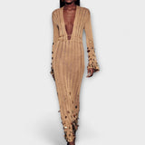 Kathleen - Maxi-Strickkleider in Gold von Dolly