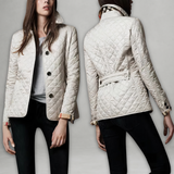 Evelyn™ diamond-quilted light jacket with button front and structured collar