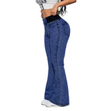 Damenjeans mit hohem Bund und dehnbaren Beinen