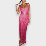 Natja - Maxikleid Brillante mit Schulterfreies Design