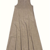 Rosie™ V-neck sleeveless tank dress in dusty rose linen-look fabric with pleated skirt