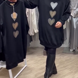 Francine™ - Damen Langarm Herzmuster Sweatshirt