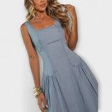 Lux - Ärmelloses Denim-Kleid in Blau