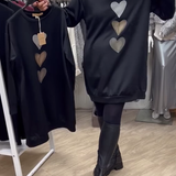 Francine™ - Damen Langarm Herzmuster Sweatshirt