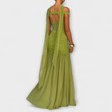 Nicole - Maxikleid mit V-Ausschnitt in Oliv