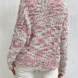 Serina™ speckled long-sleeve pullover sweater, relaxed fit, red-white knit