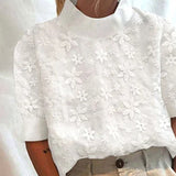 Doutzen™ - Damenbluse mit Spitzenbesatz und halblangen Ärmeln