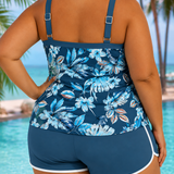 Imke | Ärmelloser Tankini mit U-Ausschnitt und Print in großen Größen für Damen