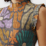 Mehrfarbiges botanisches Midi-Kleid