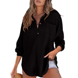 KATHRYN™ – Luftige V-Ausschnitt Knopf-Bluse