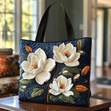 Handgefertigte Stepp-Tasche - Zartes Magnolienmuster
