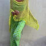 Sonnenuntergang Brise Quasten Strick Cover-Up mit Ausschnitt-Design