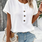 Freyja™ - Schickes Henley-Hals T-Shirt