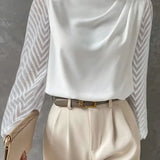 Samanta® | Bluse mit Illusionsärmeln und gerafftem Mocha-Ausschnitt