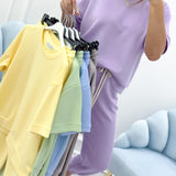 Damen Relaxed Outfit: Set aus solidem Oberteil und Hose