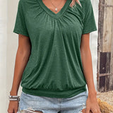 Hilda™ - Unifarbenes V-Ausschnitt-T-Shirt