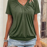 Hilda™ - Unifarbenes V-Ausschnitt-T-Shirt