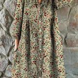 Damen Vintage Floral Shirt Kleid mit Taschen