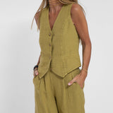 Aira™ - Weste mit Knöpfen & Weite Hosen Set