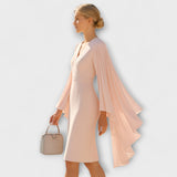 Rachel - Midi-Kleid Roza mit V-Ausschnitt und Chiffonärmeln