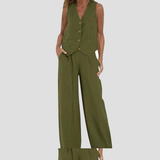 Aira - Geknöpfter Weste & Weite Hose Set