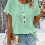 Freyja™ - Schickes Henley-Hals T-Shirt