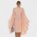 Rachel - Midi-Kleid Roza mit V-Ausschnitt und Chiffonärmeln