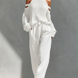 Alessia | Damen Zweiteiliges Set mit Off-Shoulder und Weiten Hosen