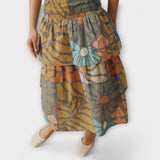 Mehrfarbiges botanisches Midi-Kleid