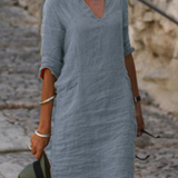 Elvy™ - Elegantes V-Ausschnitt Kleid